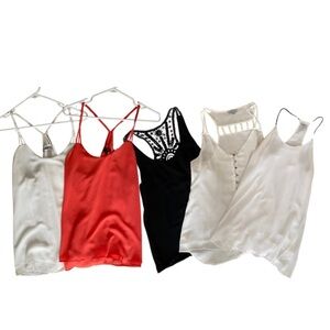 Naked Zebra Cami Tops Bundle M | Lot of 4 - Black White Coral Lace Spaghetti
